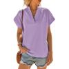 imageCicy Bell Womens Short Sleeve V Neck Blouses Dressy Casual Summer Loose Shirts Trendy Business Pleated TopsViolet