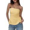 imageCicy Bell Womens Strapless Tube Tops Fitted Ribbed Knit Y2K Going Out T Shirts Summer Side Zipper Backless Bandeau TopsApricot