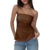 imageCicy Bell Womens Strapless Tube Tops Fitted Ribbed Knit Y2K Going Out T Shirts Summer Side Zipper Backless Bandeau TopsBrown