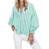 imageCicy Bell Womens Striped Button Down Shirts 2024 Fall Fashion Puff Long Sleeve Loose Fitting Work Tops Light Green