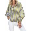 imageCicy Bell Womens Striped Button Down Shirts 2024 Fall Fashion Puff Long Sleeve Loose Fitting Work Tops Yellow