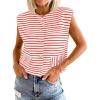 imageCicy Bell Womens Striped Vest Summer Casual Button Down Cap Sleeve Tank Tops Crew Neck Sleeveless CardiganRed