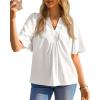 imageCicy Bell Womens Summer Blouses Bell Short Sleeve V Neck Babydoll Flowy Tops Dressy Casual Loose Fit Beach Pleated ShirtsWhite