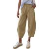 imageCicy Bell Womens Summer High Waisted Baggy Pants Casual Cotton Harem Capris Slacks with PocketsKhaki