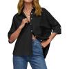 imageCicy Bell Womens Summer Oversized Button Down Shirts Half Sleeve V Neck Business Casual High Low Tops Loose Fit BlousesBlack