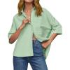 imageCicy Bell Womens Summer Oversized Button Down Shirts Half Sleeve V Neck Business Casual High Low Tops Loose Fit BlousesLight Green