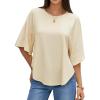 imageCicy Bell Womens Summer Oversized Tshirts Crew Neck Half Sleeve Casual Tops Flowy Irregular Hem TeesBeige