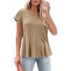 imageCicy Bell Womens Summer Peplum Blouse Casual Dressy Cap Sleeve Pleated Tops Ribbed Knit Crew Neck ShirtsKhaki