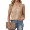 imageCicy Bell Womens Summer Silk Satin Tank Tops Lace Cap Sleeve V Neck Casual Dressy Shirt Loose Fit Button Work BlouseCamel
