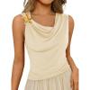 imageCicy Bell Womens Summer Tank Tops Sleeveless Stretchy Ruched Shirts Going Out Y2k Tops with Starfish Metal ButtonBeige