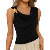 imageCicy Bell Womens Summer Tank Tops Sleeveless Stretchy Ruched Shirts Going Out Y2k Tops with Starfish Metal ButtonBlack