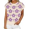 imageCicy Bell Womens Sweater Vest Summer Floral Cap Sleeve Sweaters Crew Neck Dressy Casual Knit Trendy 2026 TopsPale Purple