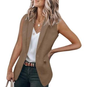 imageCicy Bell Womens Casual Blazer Short Sleeve Lapel Open Front Work Office Suit JacketZkhaki