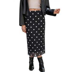 imageCicy Bell Womens Floral Boho Mesh Midi Skirt Elastic High Waisted Flowy Summer Casual Vintage Long SkirtsBlack White