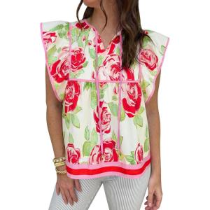 imageCicy Bell Womens Floral Peplum Babydoll Tops Ruffle Cap Sleeve V Neck Blouses Summer Casual Boho Flowy ShirtsLight Pink