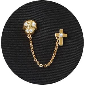 imageCicy Bell Womens Hanging Chains Skull Brooch Suit Pin Gothic Halloween Tuxedo Tie Hat Scarf Badge Brooches Jewelry Pin ClipsGold