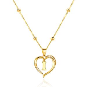 imageCicy Bell Womens Heart Initial Necklace for Women 18k Gold Plated Shell Personalized Letter Pendant Necklace 177 with 2 ExtenderStyle 2IGold