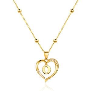 imageCicy Bell Womens Heart Initial Necklace for Women 18k Gold Plated Shell Personalized Letter Pendant Necklace 177 with 2 ExtenderStyle 2OGold