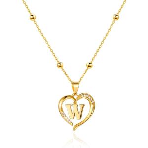 imageCicy Bell Womens Heart Initial Necklace for Women 18k Gold Plated Shell Personalized Letter Pendant Necklace 177 with 2 ExtenderStyle 2WGold