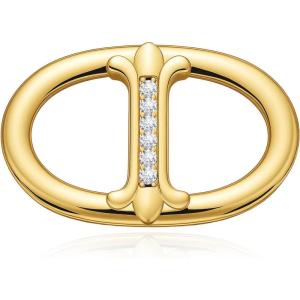 imageCicy Bell Womens Oval Silk Scarf Ring 18K Gold Plated Elegant PigNose Shaped Silk Scarf Clips with Rhinestones Stylish Scarf HolderGold