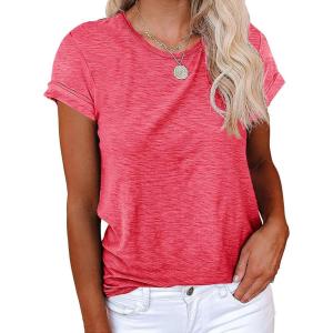 imageCicy Bell Womens Short Sleeve Shirts Crewneck Loose Casual Summer Basic Tees TopsWatermelon Red