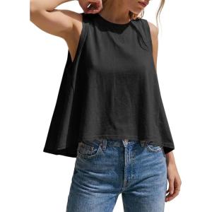 imageCicy Bell Womens Summer Flowy Tank Tops Sleeveless Crew Neck Trendy Casual Shirts Loose Fit Swing TeesBlack
