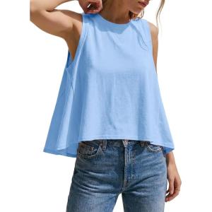 imageCicy Bell Womens Summer Flowy Tank Tops Sleeveless Crew Neck Trendy Casual Shirts Loose Fit Swing TeesSky Blue