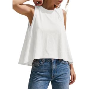 imageCicy Bell Womens Summer Flowy Tank Tops Sleeveless Crew Neck Trendy Casual Shirts Loose Fit Swing TeesWhite