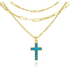 imageCicy Bell Womens 18k Gold Plated Layered Necklaces Vintage Cubic Zirconia Long Necklace Sets Good Luck Trend Jewelry GiftStyle DBlue