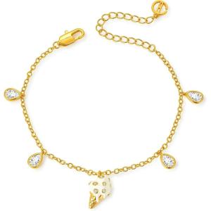 imageCicy Bell Womens 18K Gold Plated Bracelets Dainty Cubic Zirconia Friendship Chain Bracelets Cute IceCream Drip Oil Rhinestone No Tarnish Summer Beachy Trendy Jewelry Gifts 67Gold