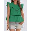 imageCicy Bell Womens Ruffle Babydoll Tank Tops Summer Cotton Peplum Mock Neck Blouses Trendy Casual Pleated Bow Shirts