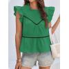 imageCicy Bell Womens Ruffle Babydoll Tank Tops Summer Cotton Peplum Mock Neck Blouses Trendy Casual Pleated Bow Shirts