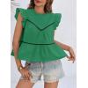 imageCicy Bell Womens Ruffle Babydoll Tank Tops Summer Cotton Peplum Mock Neck Blouses Trendy Casual Pleated Bow Shirts