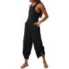 imageCicy Bell Womens Workout Casual Jumpsuits Sleeveless Zip Up Back Wide Leg Long Pants Romper with Pockets