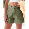 imageAoysky Womens High Waisted Denim Shorts Summer Straight Leg Wave Hem Short Jeans Casual Trendy JortArmy Green