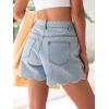 imageAoysky Womens High Waisted Denim Shorts Summer Straight Leg Wave Hem Short Jeans Casual Trendy JortBaby Blue