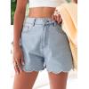 imageAoysky Womens High Waisted Denim Shorts Summer Straight Leg Wave Hem Short Jeans Casual Trendy JortBaby Blue