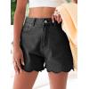 imageAoysky Womens High Waisted Denim Shorts Summer Straight Leg Wave Hem Short Jeans Casual Trendy JortBlack