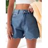 imageAoysky Womens High Waisted Denim Shorts Summer Straight Leg Wave Hem Short Jeans Casual Trendy JortBlue