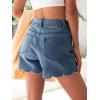 imageAoysky Womens High Waisted Denim Shorts Summer Straight Leg Wave Hem Short Jeans Casual Trendy JortBlue