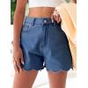 imageAoysky Womens High Waisted Denim Shorts Summer Straight Leg Wave Hem Short Jeans Casual Trendy JortJean Blue