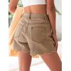 imageAoysky Womens High Waisted Denim Shorts Summer Straight Leg Wave Hem Short Jeans Casual Trendy JortKhaki