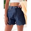 imageAoysky Womens High Waisted Denim Shorts Summer Straight Leg Wave Hem Short Jeans Casual Trendy JortNavy