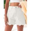 imageAoysky Womens High Waisted Denim Shorts Summer Straight Leg Wave Hem Short Jeans Casual Trendy JortWhite