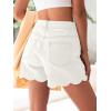 imageAoysky Womens High Waisted Denim Shorts Summer Straight Leg Wave Hem Short Jeans Casual Trendy JortWhite