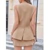 imageCicy Bell Womens 2 Piece Skirt Sets V Neck Blazer Vest and Mini Skirt Summer Outfits Business Matching SetsKhaki
