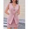 imageCicy Bell Womens 2 Piece Skirt Sets V Neck Blazer Vest and Mini Skirt Summer Outfits Business Matching SetsPink