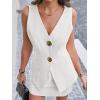 imageCicy Bell Womens 2 Piece Skirt Sets V Neck Blazer Vest and Mini Skirt Summer Outfits Business Matching SetsWhite