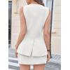 imageCicy Bell Womens 2 Piece Skirt Sets V Neck Blazer Vest and Mini Skirt Summer Outfits Business Matching SetsWhite