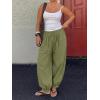 imageCicy Bell Womens Baggy Pleated Harem Pants Summer Elastic High Waisted Wide Leg Balloon Cotton Lounge PantsArmy Green